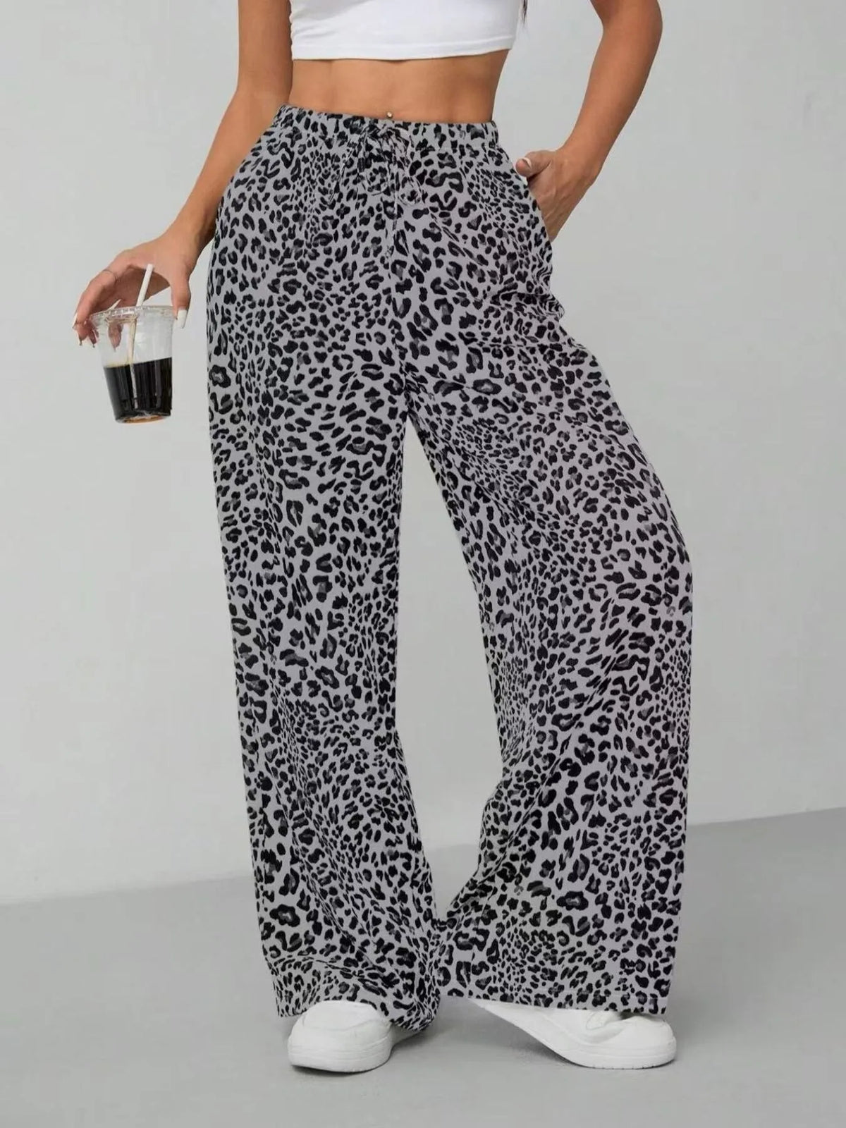 Leopard Print Wide Leg Pants - Lilixa.store
