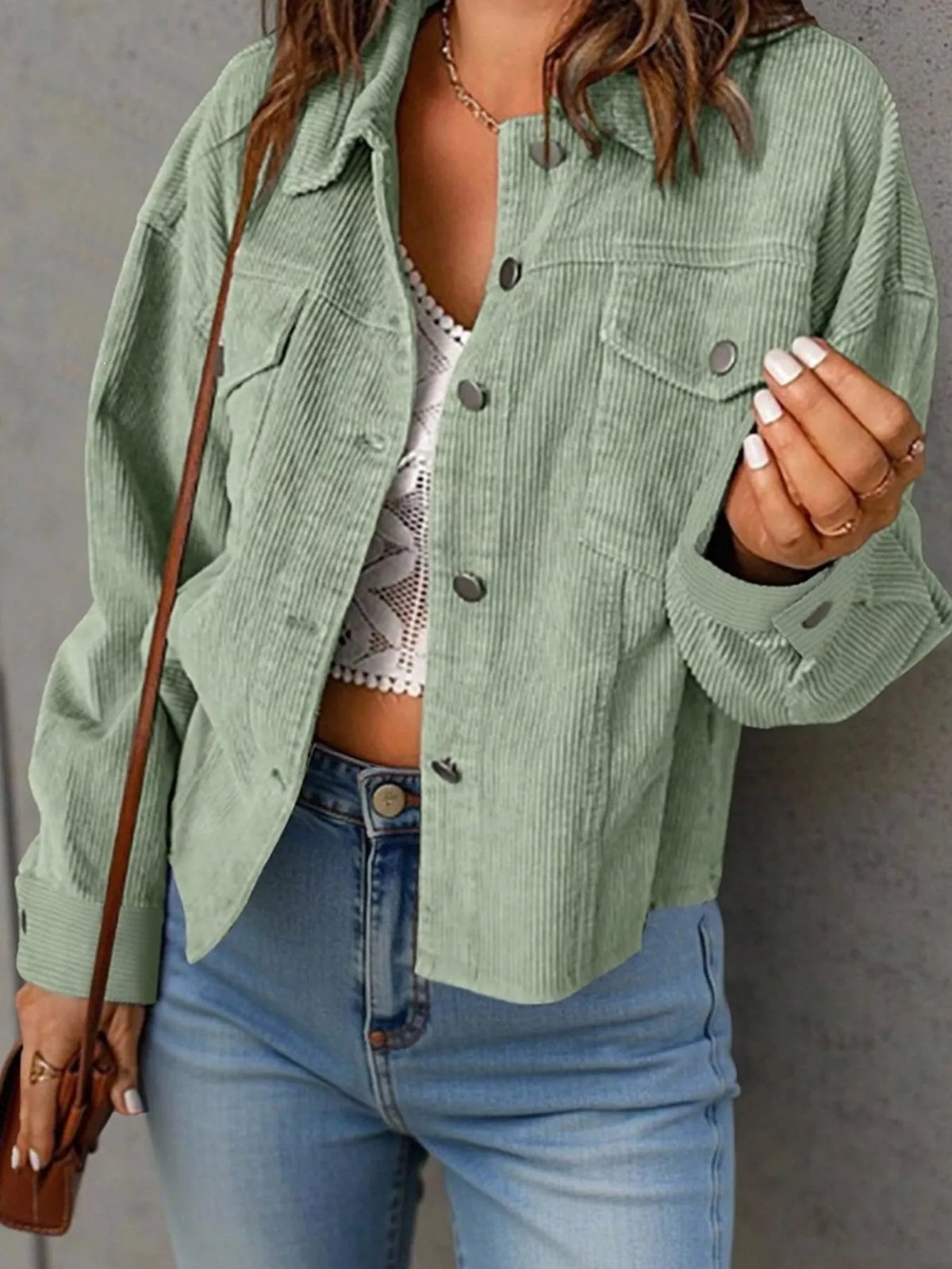 Corduroy Button-Down Shacket - Lilixa.store