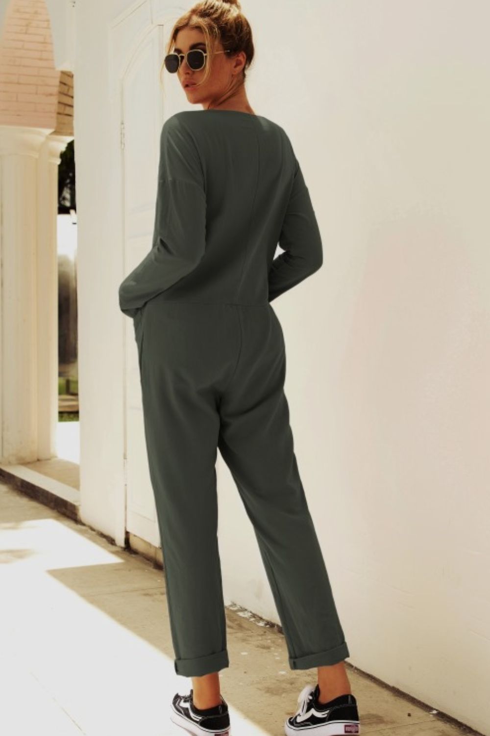 Buttoned Drop Shoulder Pocket Jumpsuit - Lilixa.store