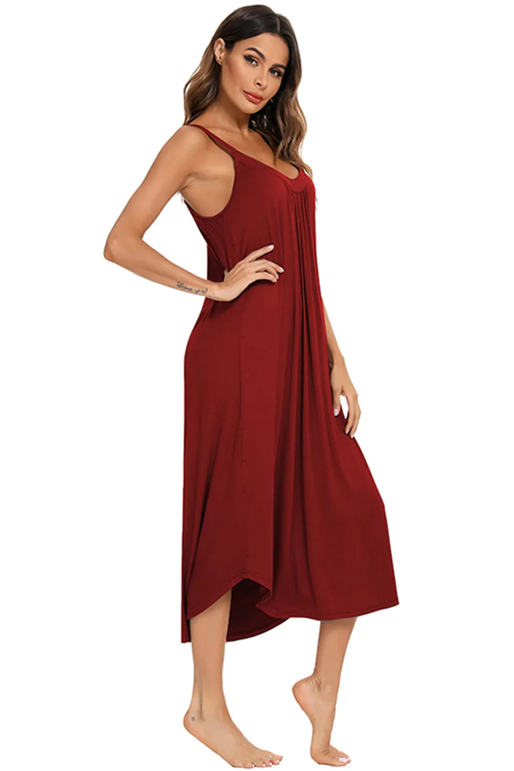 V-Neck Midi Lounge Dress - Lilixa.store