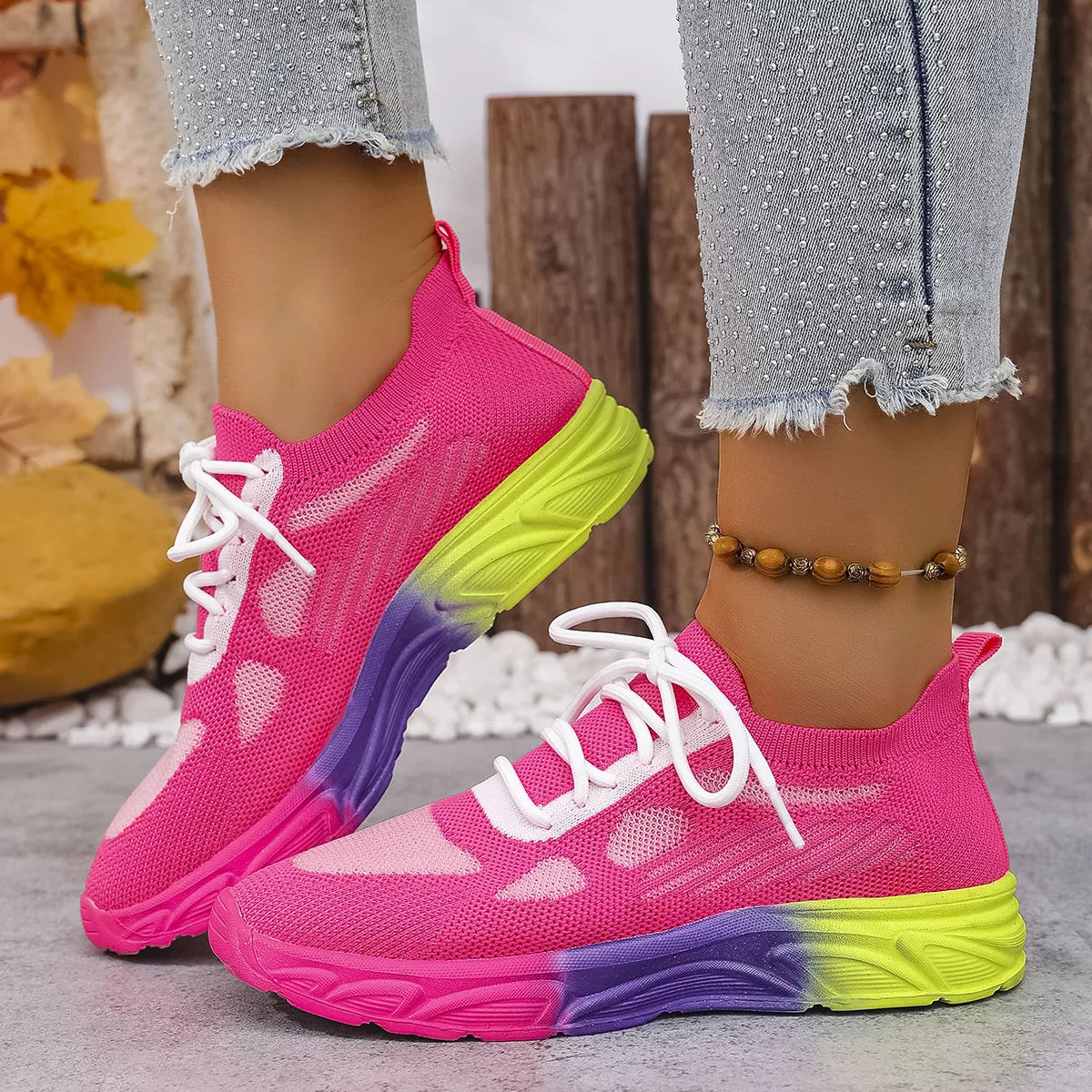 Lace Up Round Toe Sneakers - Lilixa.store