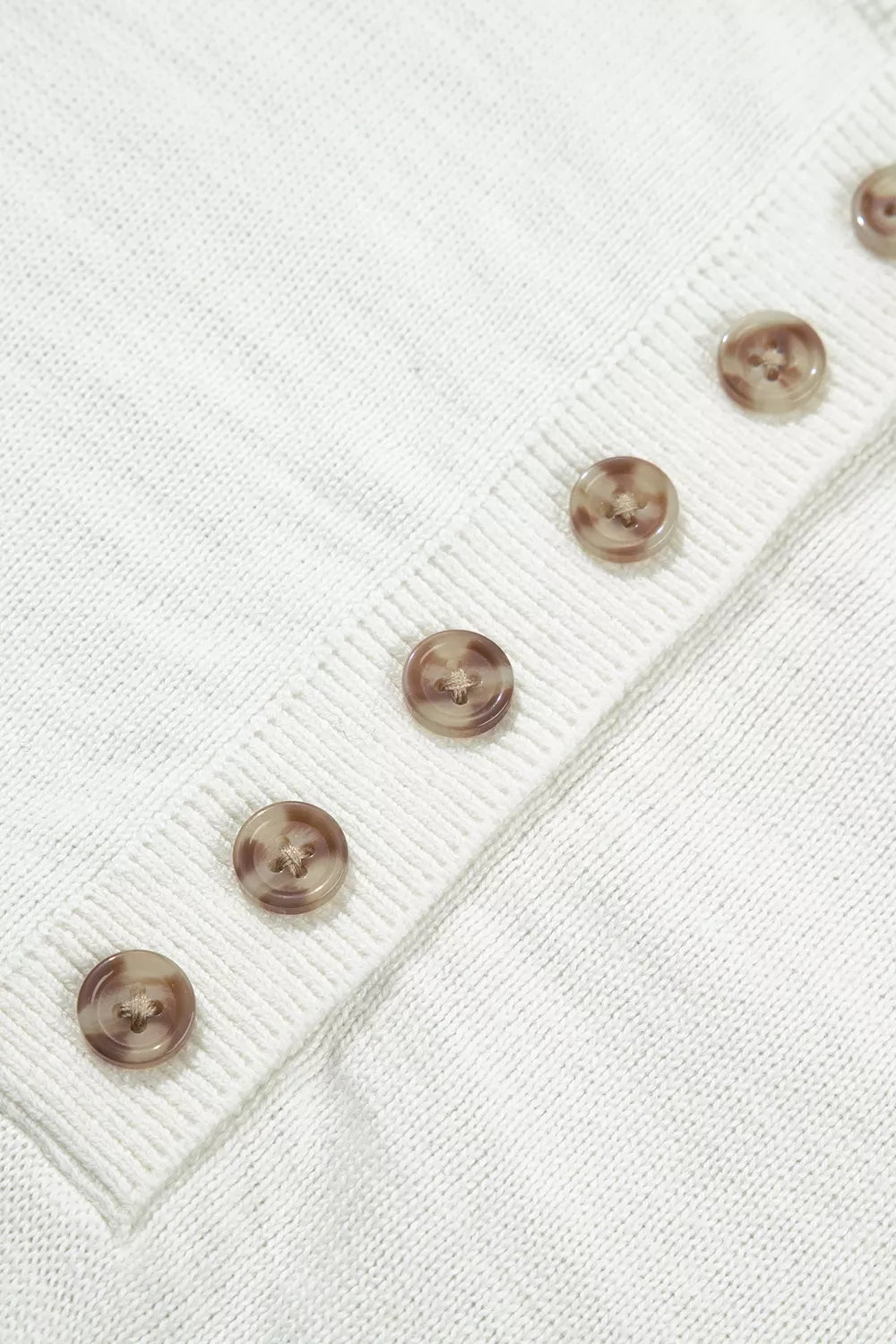 Polka Dot Contrast Long Sleeve Button V Neck Sweater