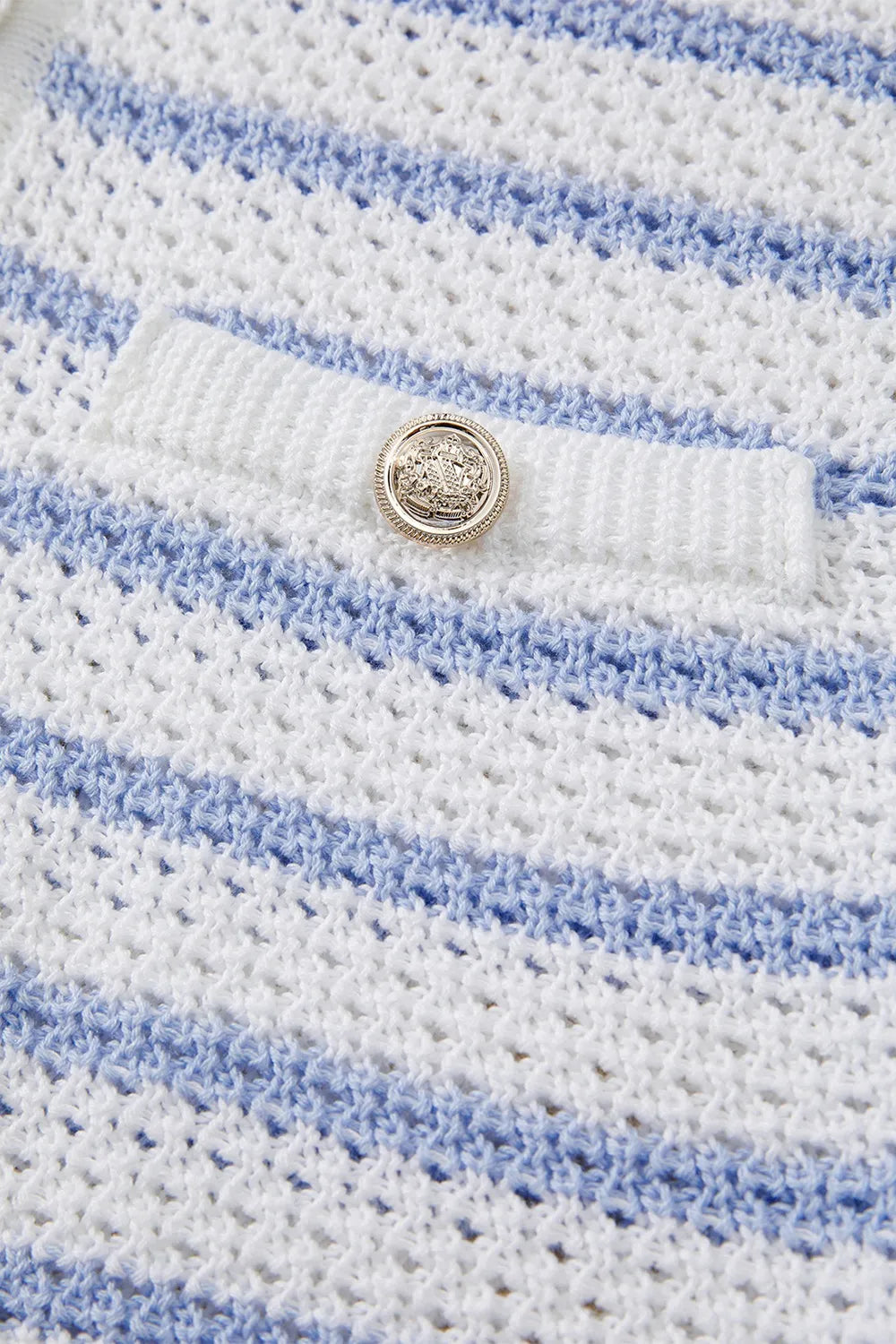 Stripe V Neck Gold Buttons Elegant Sweater Vest - Lilixa.store