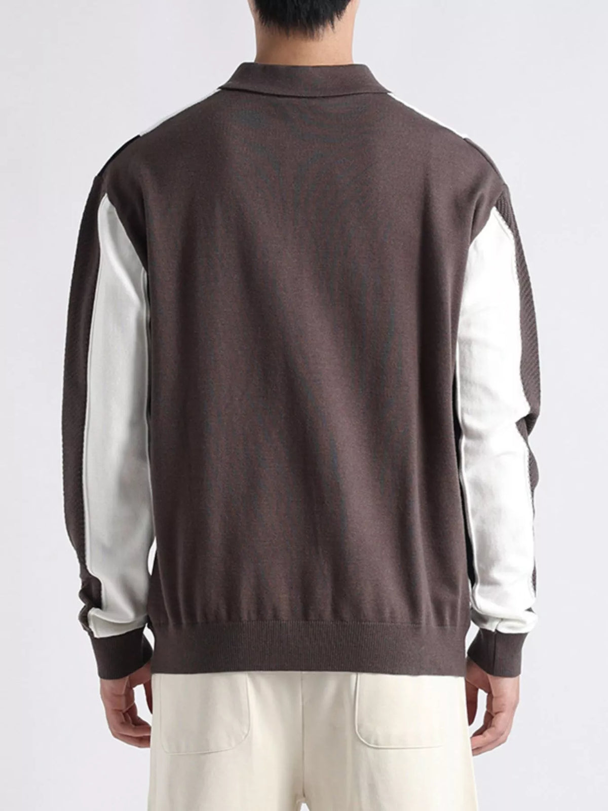 Men's Plus Size Color-Block Striped Polo Collar Knit Top - Lilixa.store