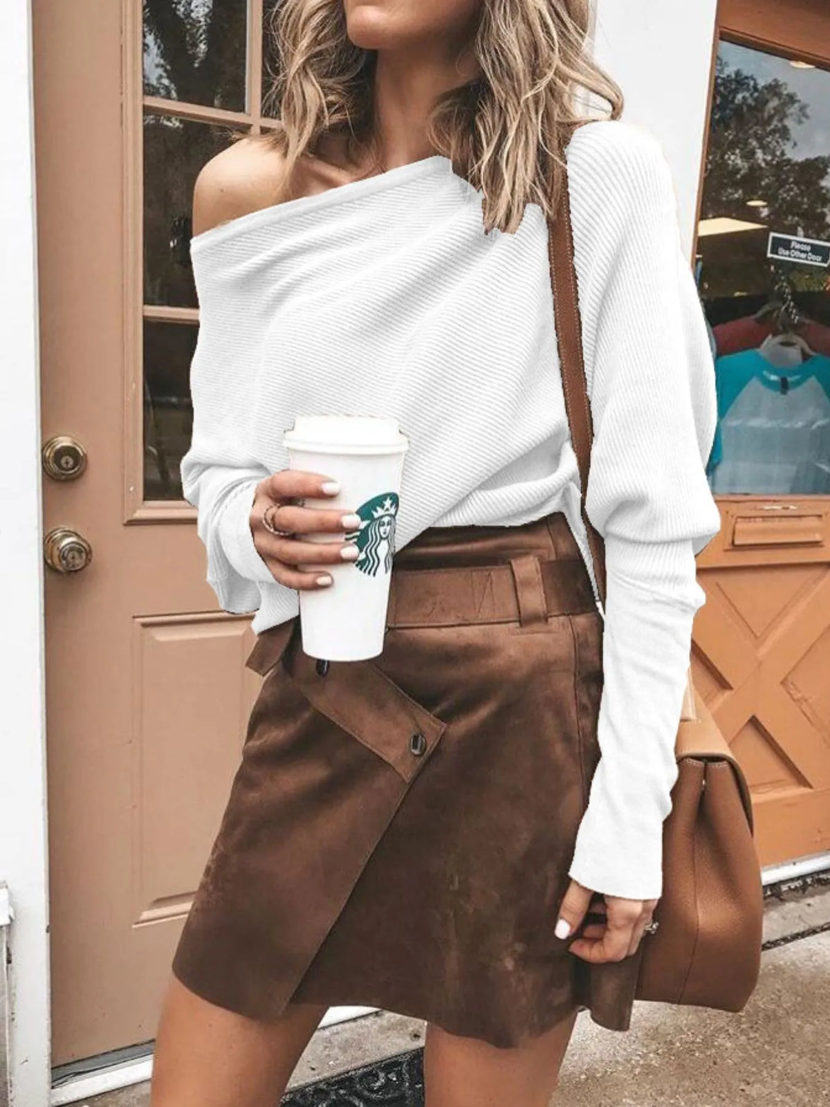 Single Shoulder Ribbed Knit Top - Lilixa.store