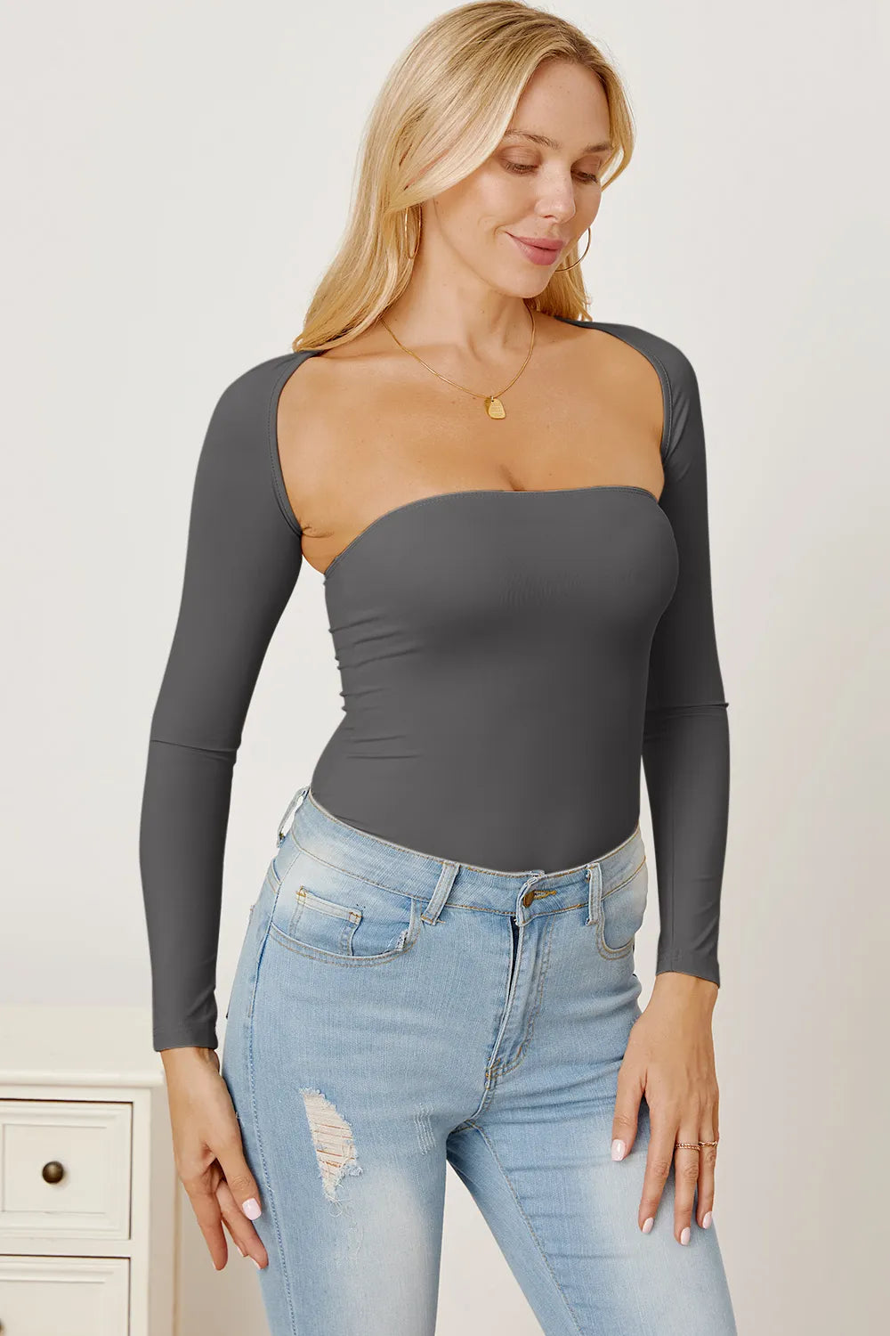 Cutout Raglan Sleeve Bolero and Tube Top, view 7