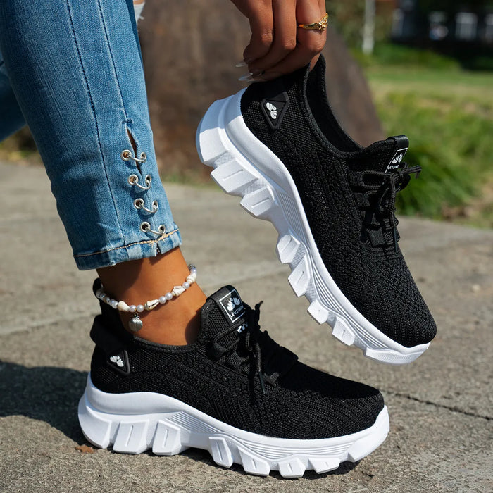 Mesh Lace Up Platform Athletic - Lilixa.store