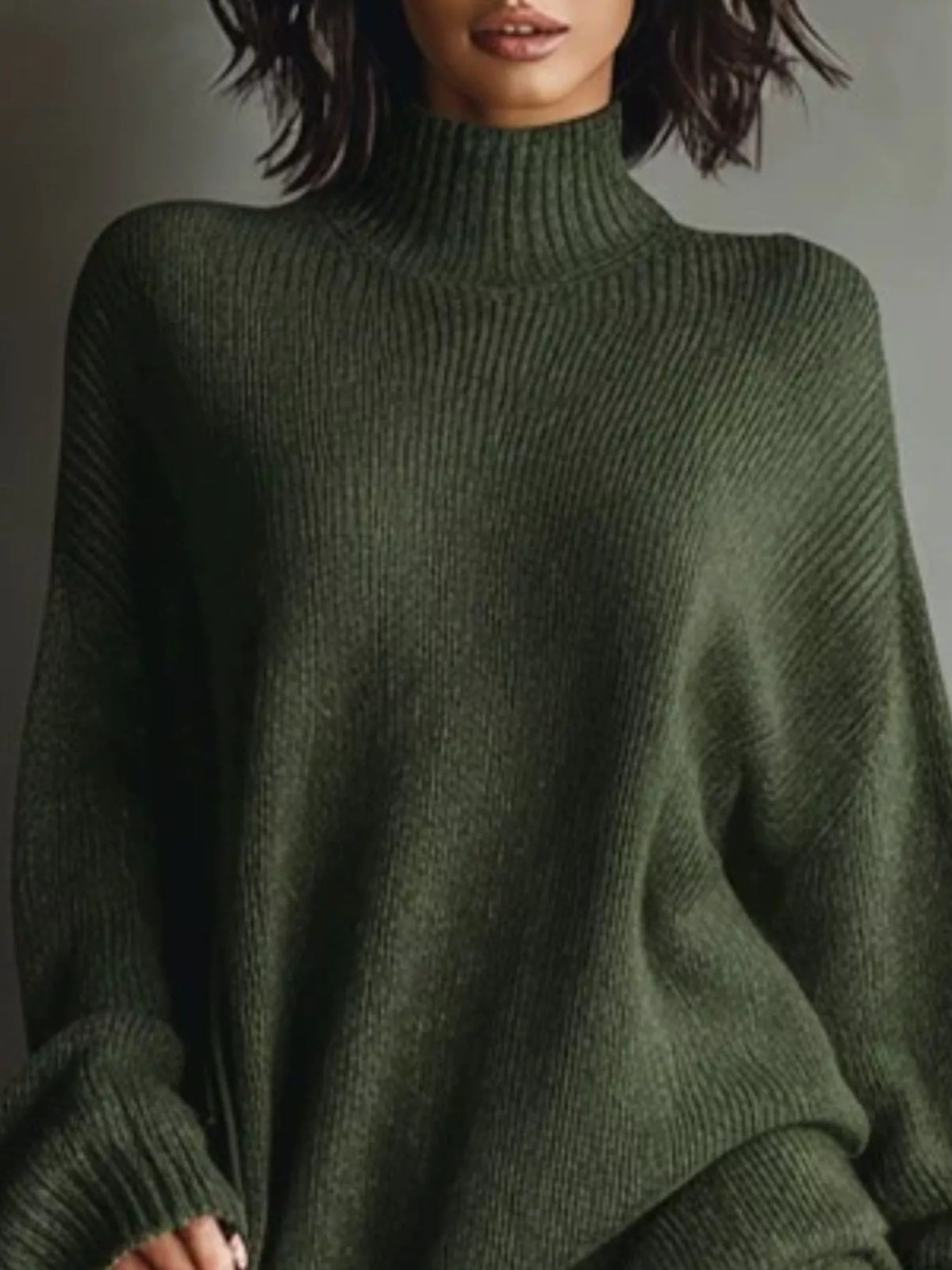 Oversized Mock Neck Long Sleeve Sweater Dress, view 2