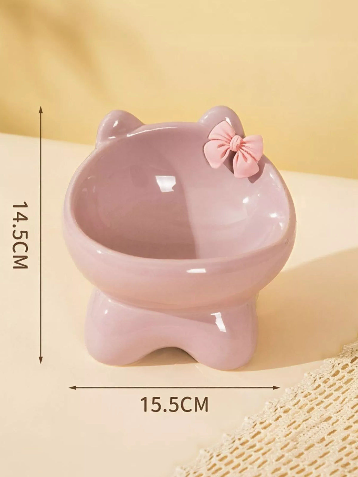 Ceramic Pet Bowl with Bowknot - Lilixa.store