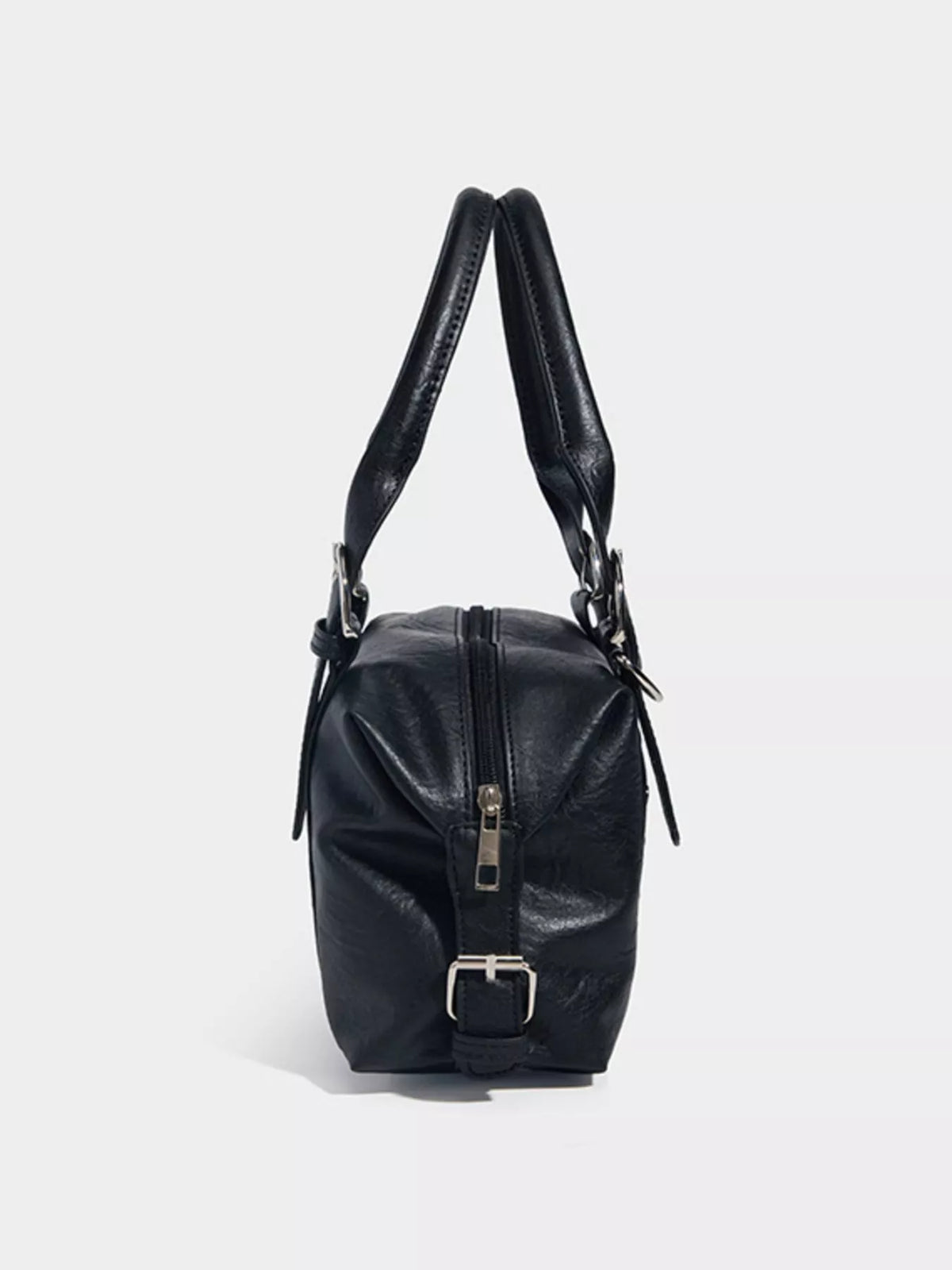 Studded Decor Shoulder Bag with Buckle Detail in Black, view 6