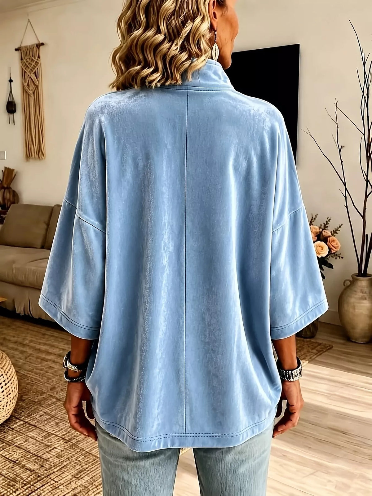 Full Size Velvet Quarter-Zip Sweatshirt Plus Size, view 6