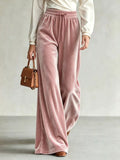 Velvet Wide-Leg Pants with Drawstring - Lilixa.store