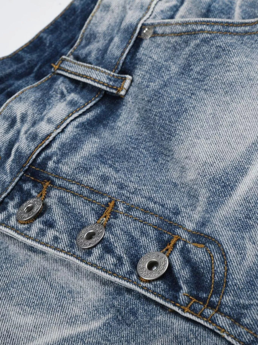 Men's High-Waisted Asymmetric Button-Fly Wide-Leg Denim Capris - Lilixa.store