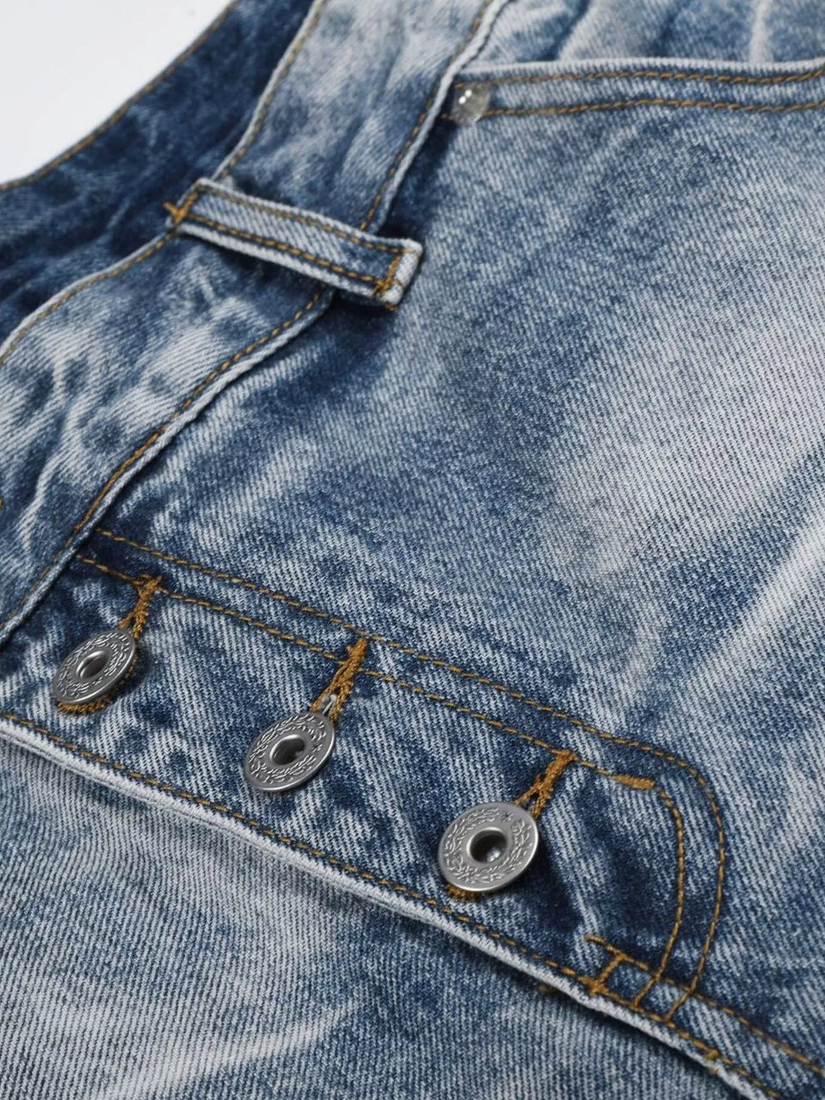 Men's High-Waisted Asymmetric Button-Fly Wide-Leg Denim Capris - Lilixa.store