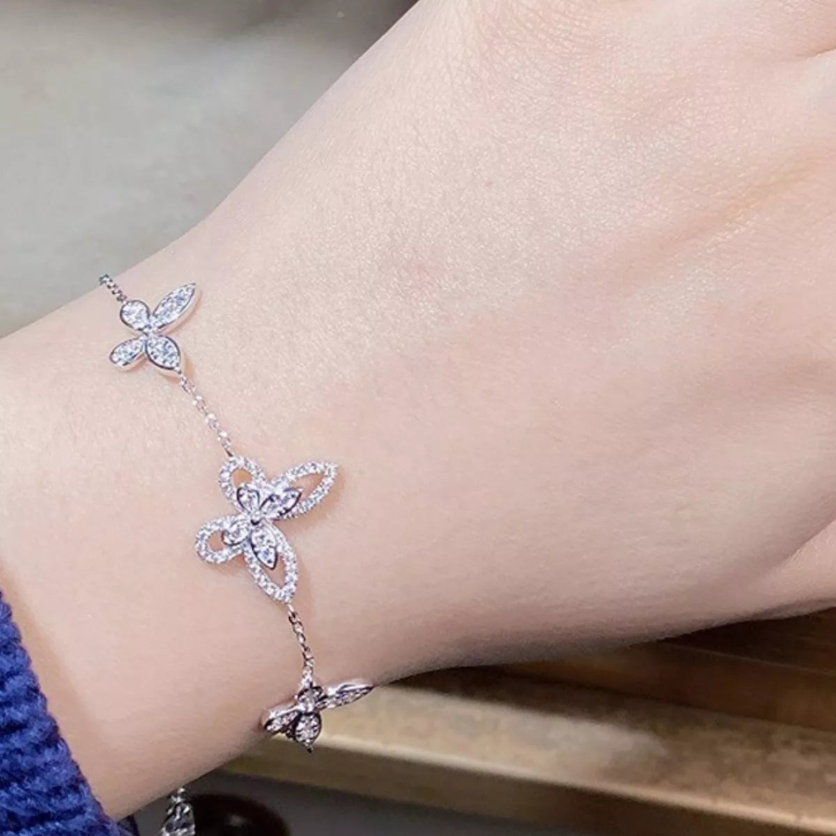 925 Sterling Silver Chain Butterfly Bracelet