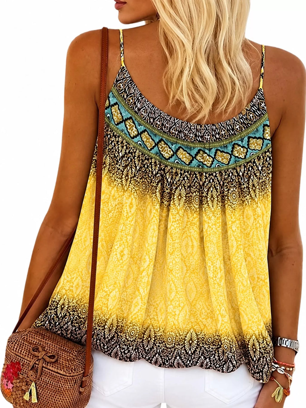 Full Size Printed Scoop Neck Cami Plus Size, view 7