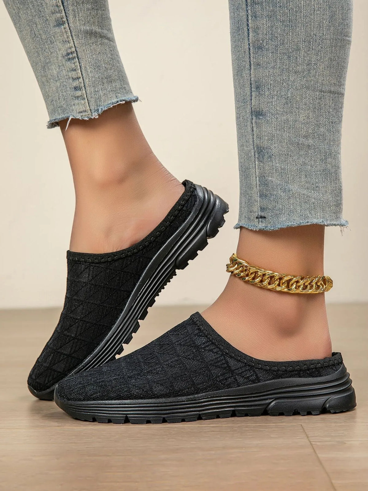 Breathable Mesh Slip-Ons in Black