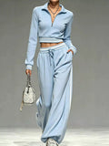 Full Size Half Zip Cropped Top and Pants Set Plus Size - Lilixa.store