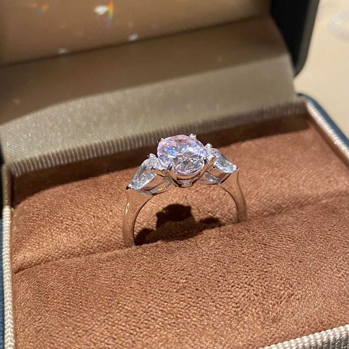 925 Sterling Silver Oval Cut Diamond Ring - Lilixa.store