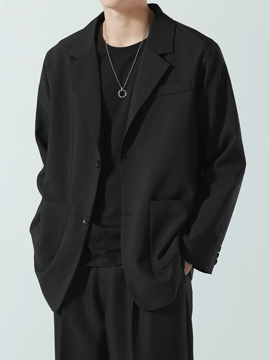 Men's Full Size Lapel Collar Long Sleeve Blazer Plus Size - Lilixa.store