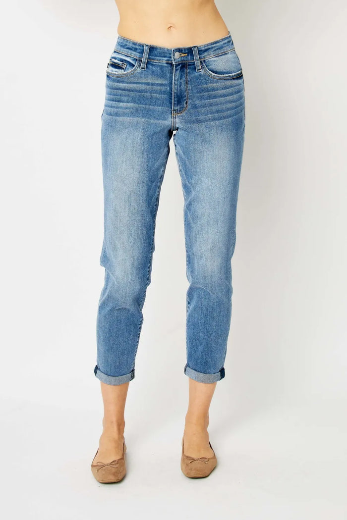 Judy Blue Full Size Cuffed Hem Slim Jeans - Lilixa.store