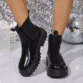 Round Toe Platform Boots in Black