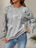 Perfee Bow Round Neck Long Sleeve Sweatshirt - Lilixa.store