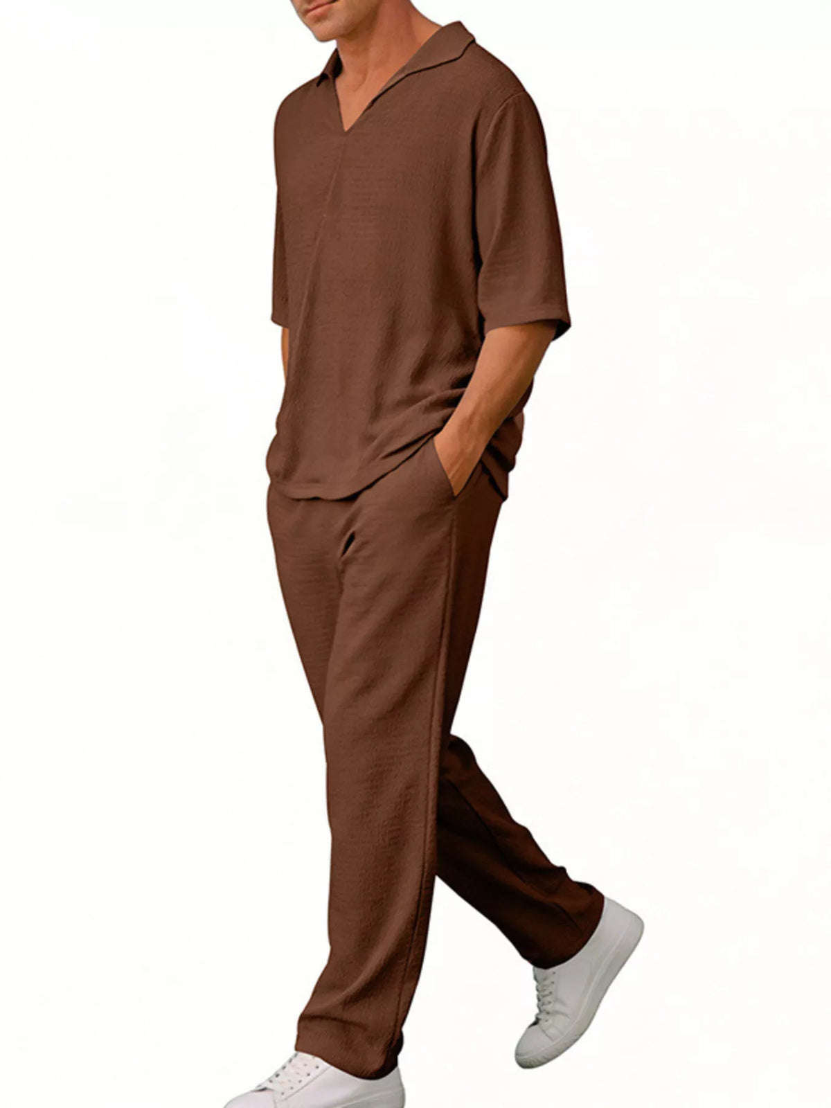 Men's Full Size Half Sleeve Top and Pants Set Plus Size - Lilixa.store