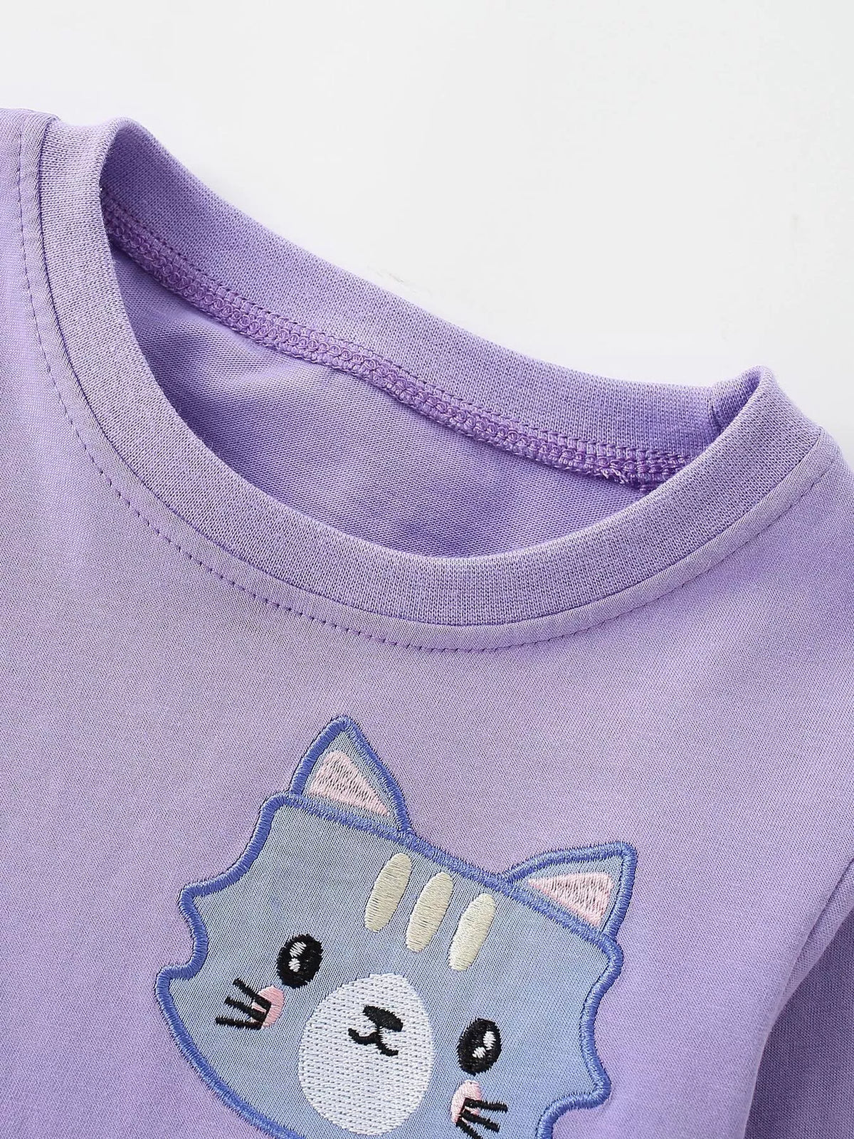 Children's Cat Round Neck Sweatshirt and Pants Set - Lilixa.store