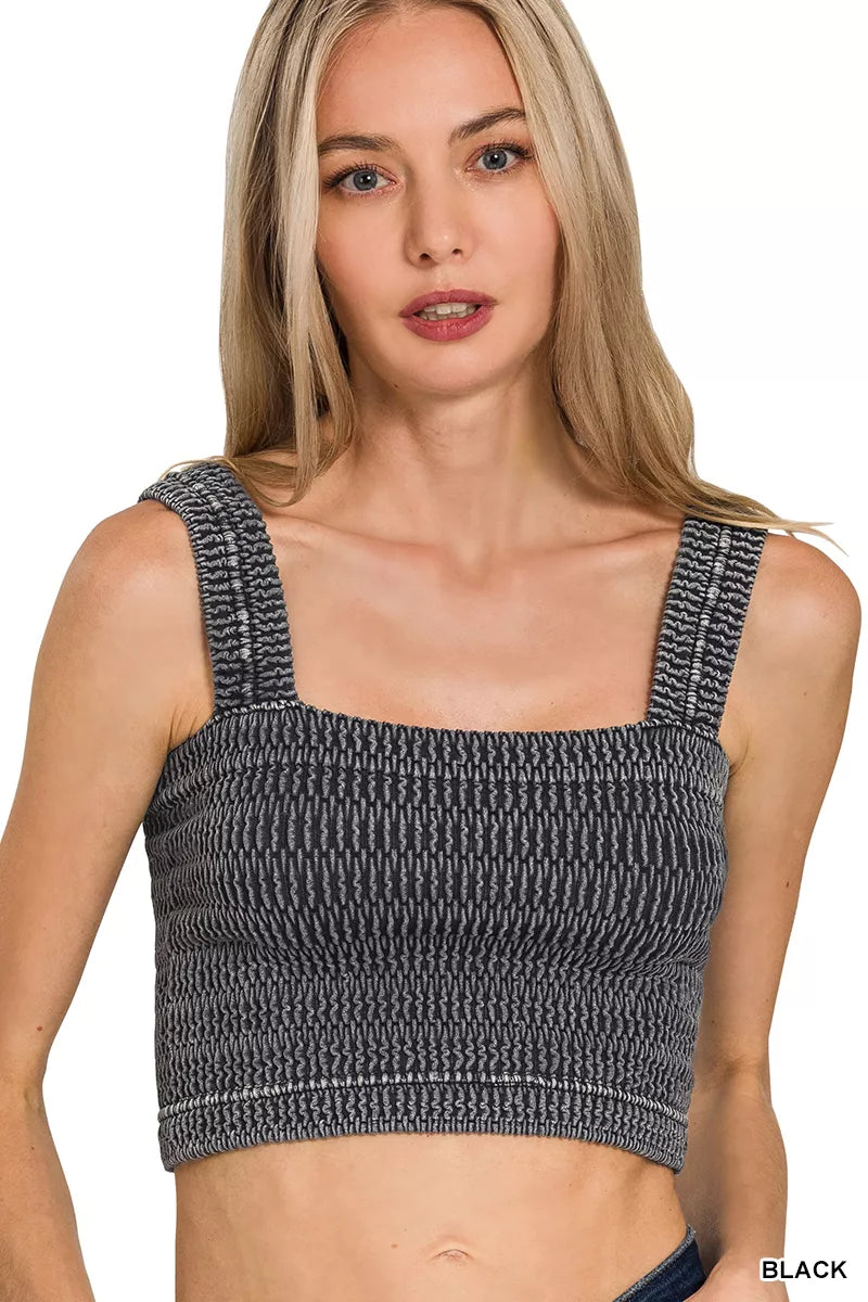 Zenana Seamless Winkle Stone Washed Bra Top - Lilixa.store