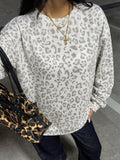 Leopard Print Crew Neck Sweatshirt - Lilixa.store
