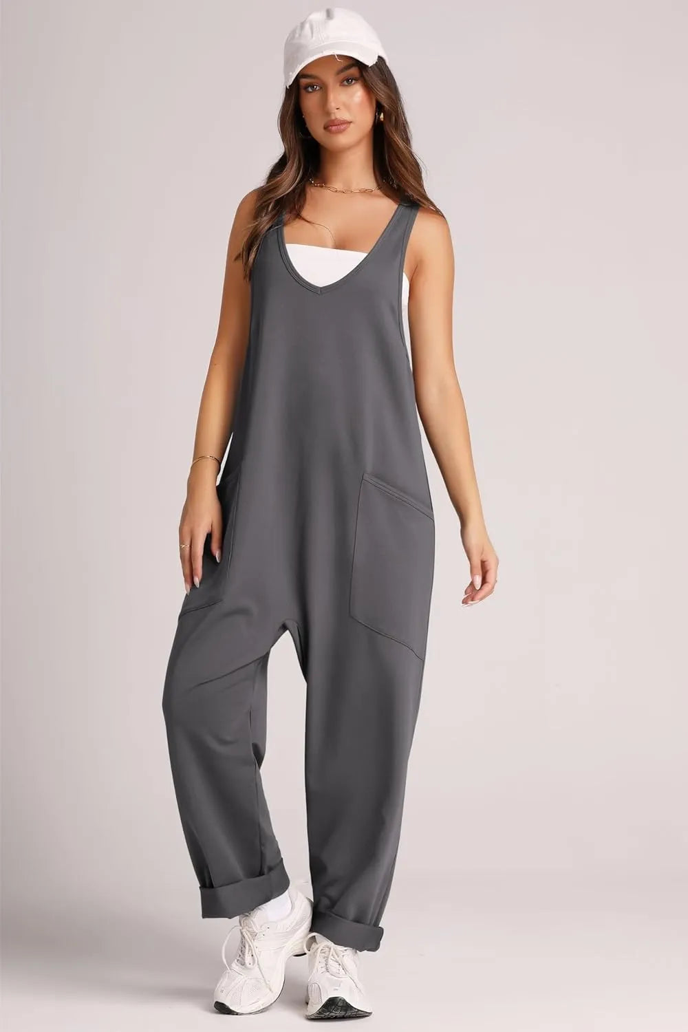Lovelet Wide Strap Jumpsuit with Pockets - Lilixa.store