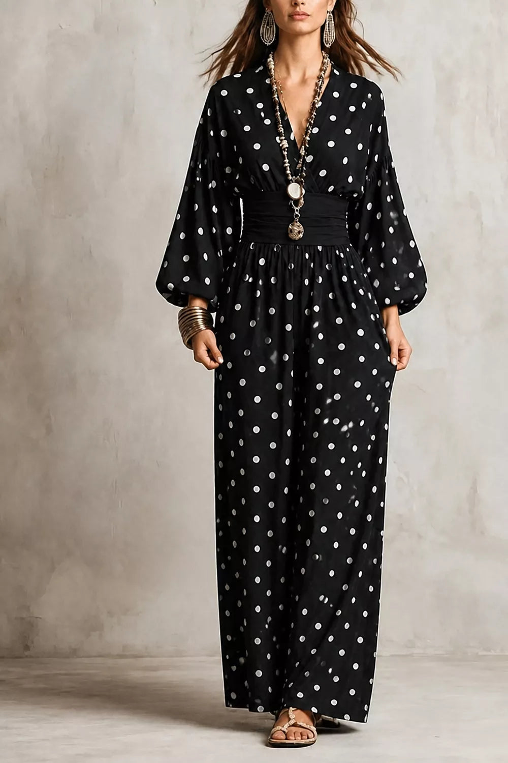 Polka Dot Wide-Leg Jumpsuit