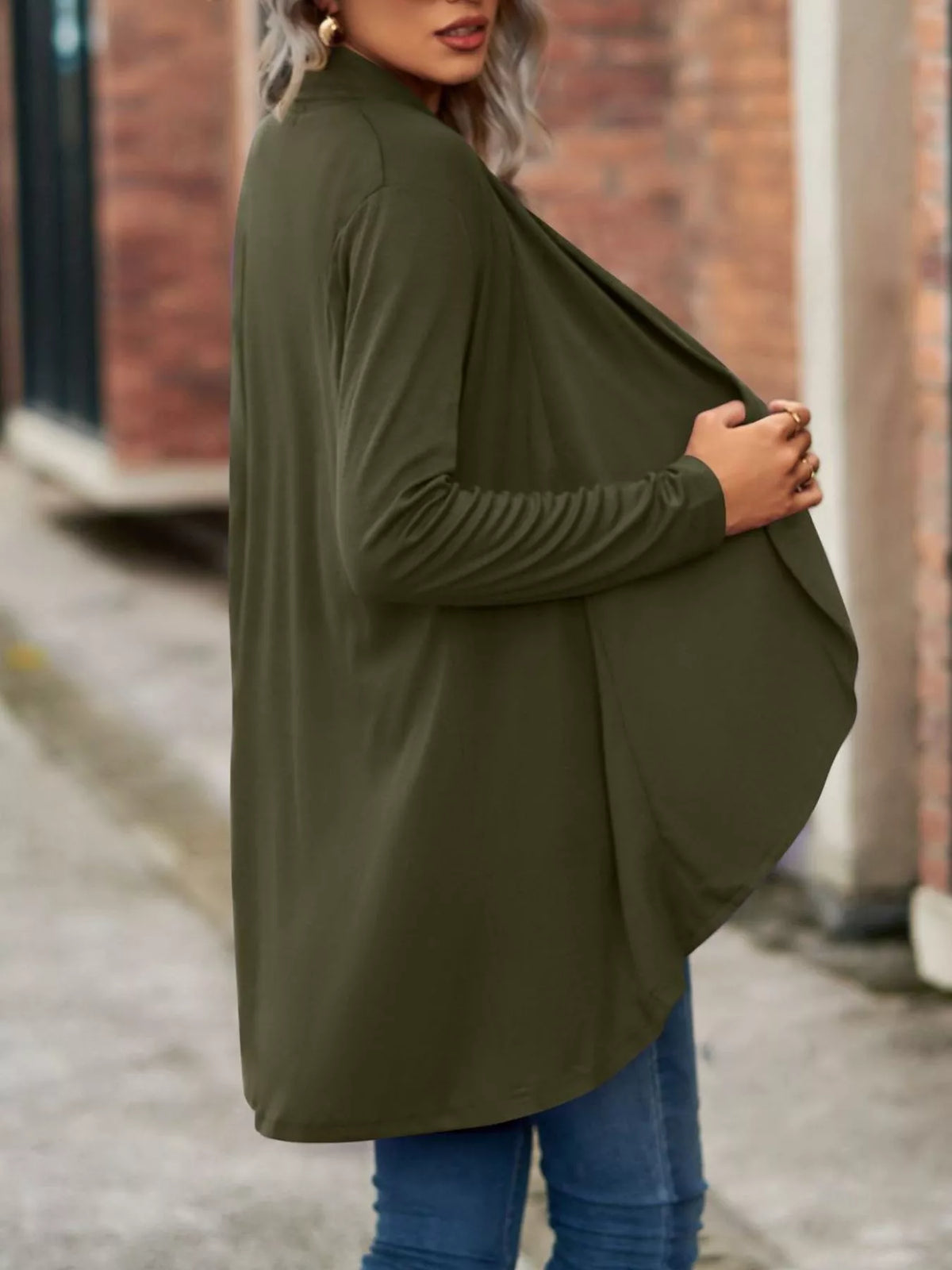 Open-Front Dropped Shoulder Cardigan - Lilixa.store