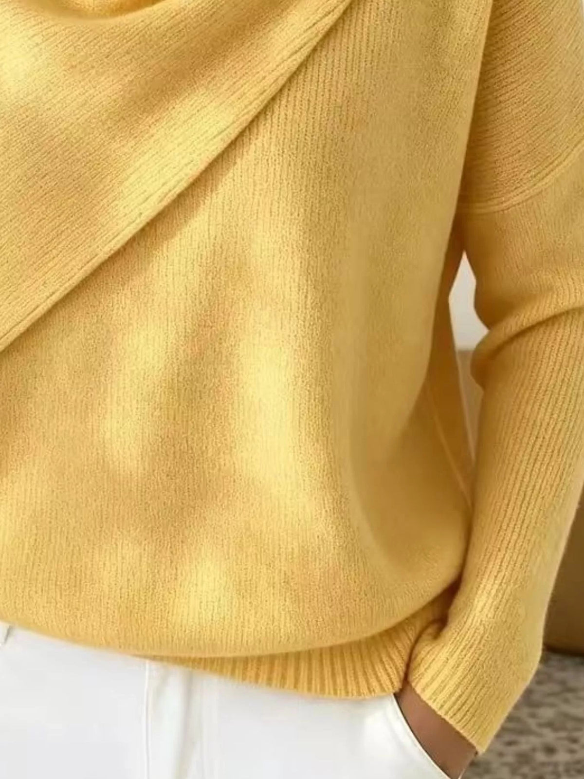 Full Size Solid Color Cowl Neck Sweater Plus Size