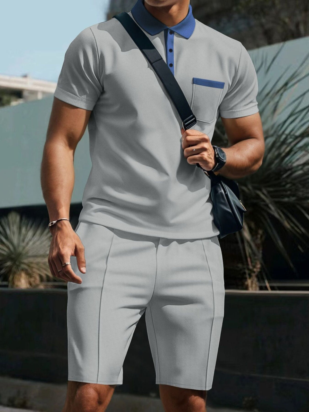 Men's Full Size Casual Short Sleeve Polo & Shorts Set Plus Size - Lilixa.store