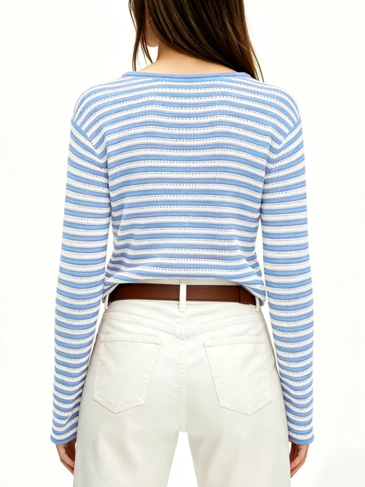 Striped Boat Neck Knit Sweater
