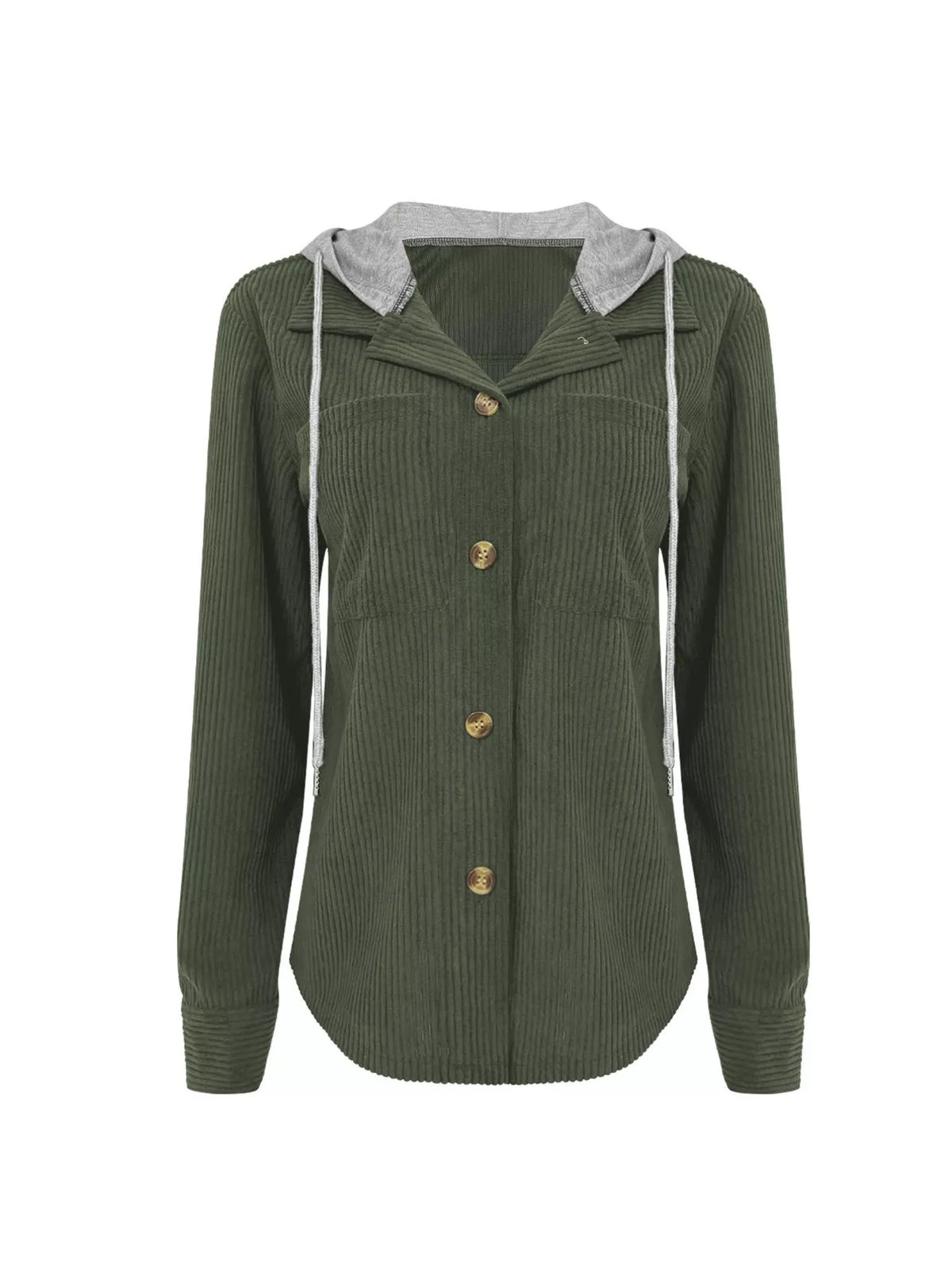 Hooded Corduroy Button-Down Jacket, view 12