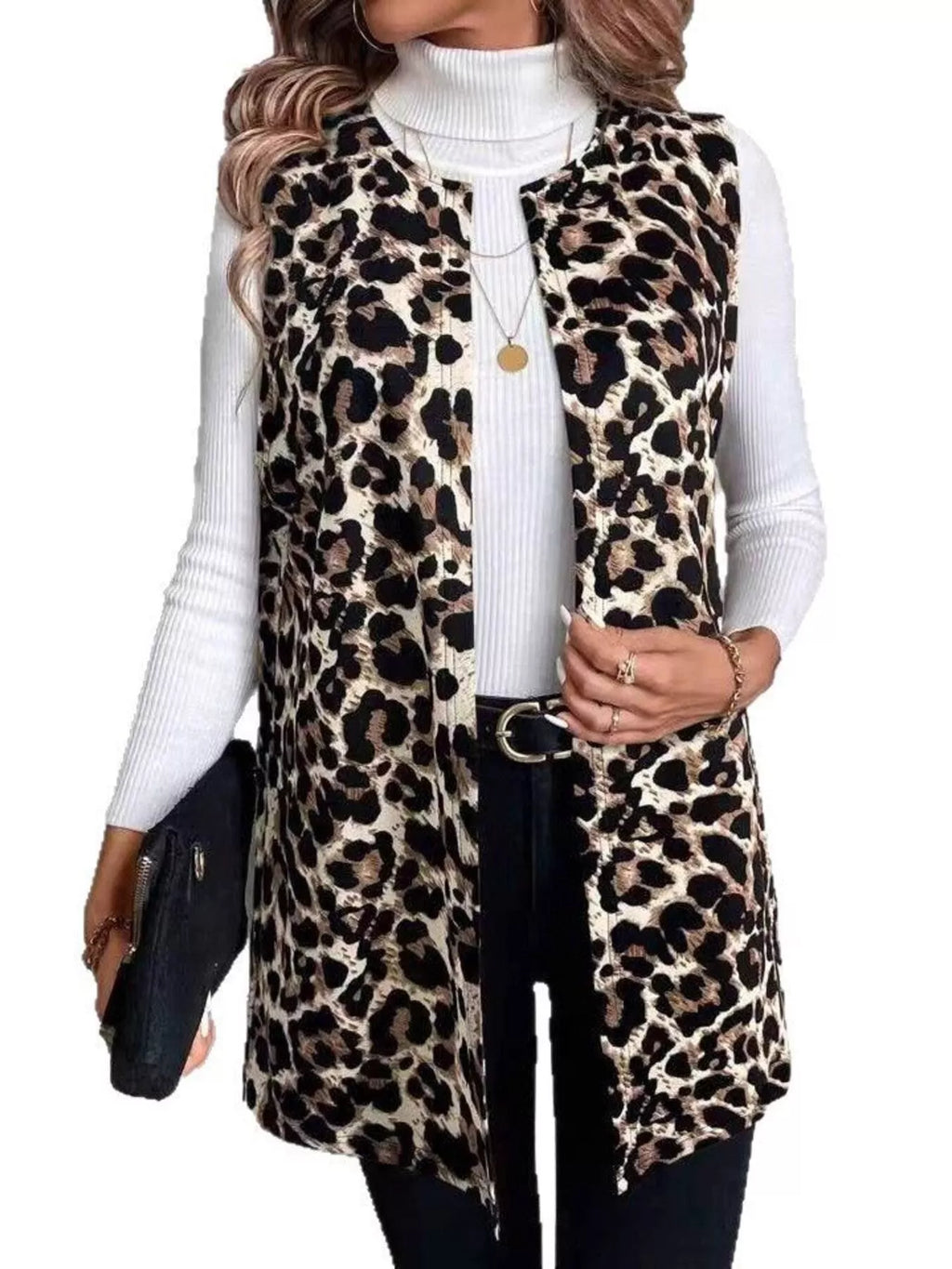 Sleeveless Leopard Print Vest Coat - Lilixa.store