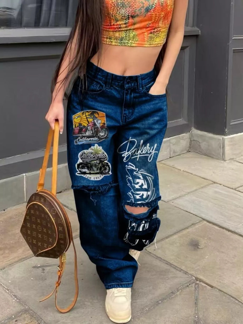 Full Size Distressed Wide-Leg Jeans Plus Size - Lilixa.store