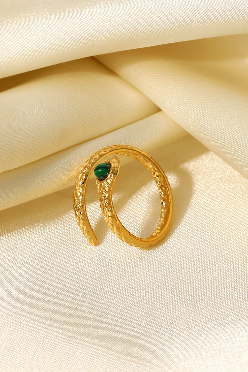 Snake Charmer Malachite Snake-Shaped Bypass Ring - Lilixa.store