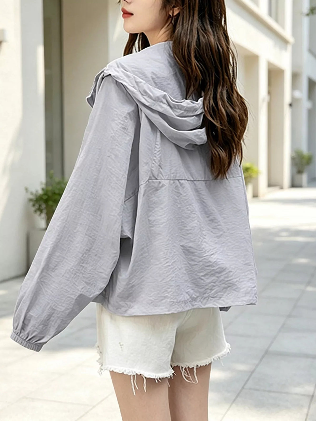 Lightweight Hooded Zip Up Jacket, view 3