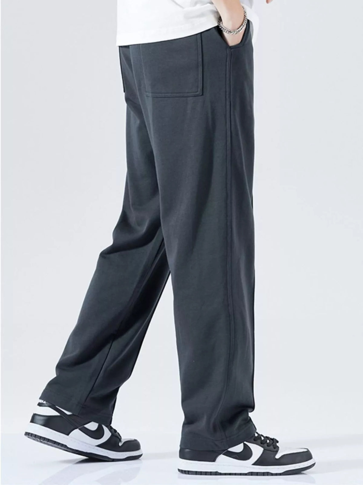 Men's Full Size Casual Drawstring Wide Leg Sweatpants Plus Size, view 3