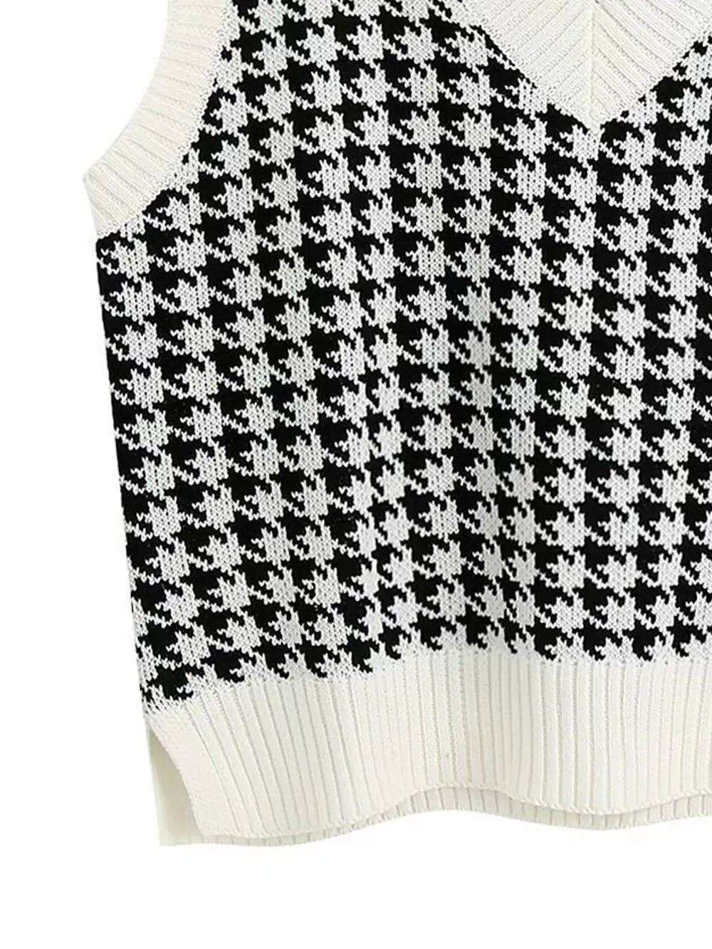 Houndstooth V-Neck Sweater Vest, view 4