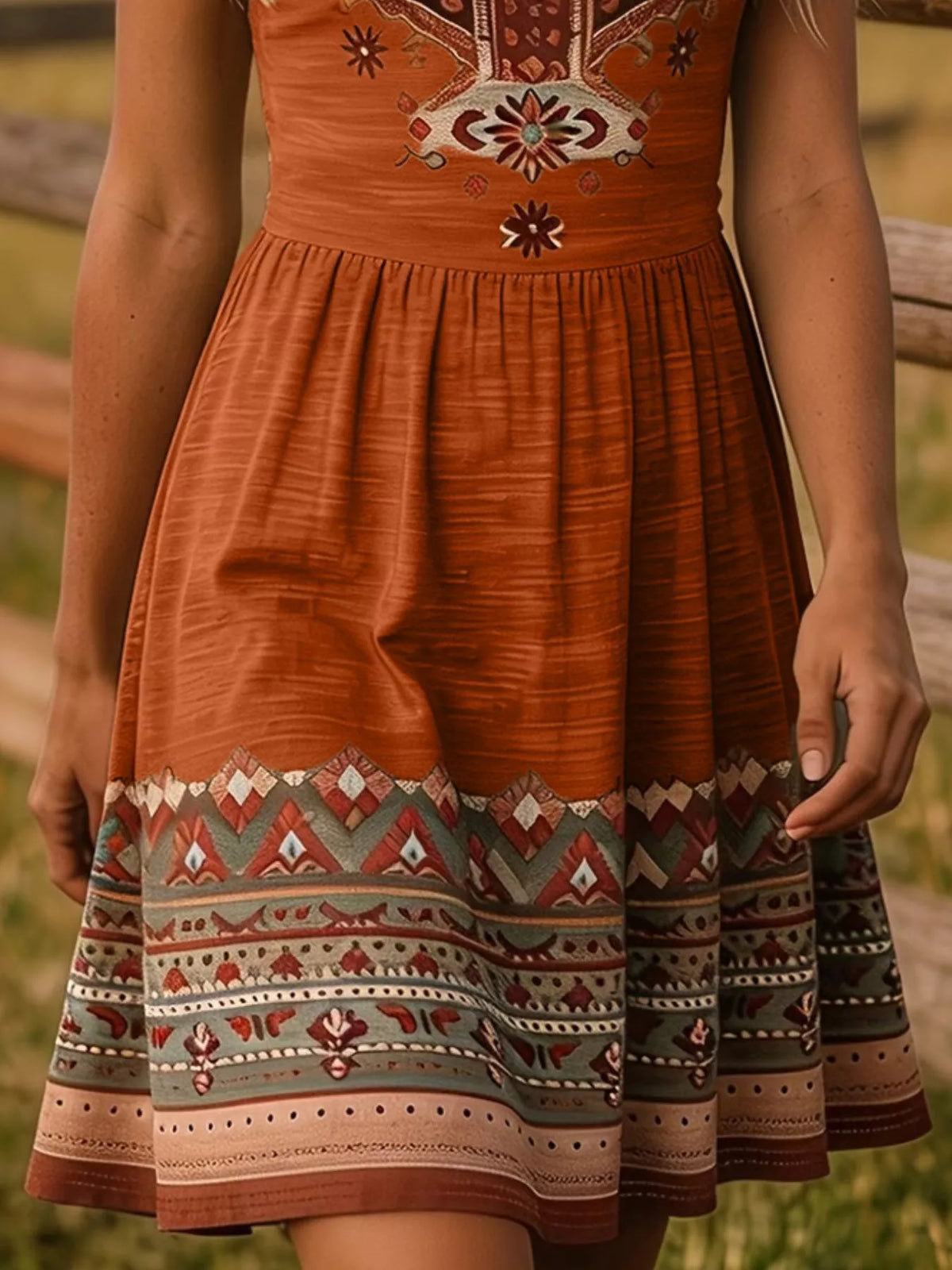Tribal Print Sleeveless A-Line Summer Dress - Lilixa.store