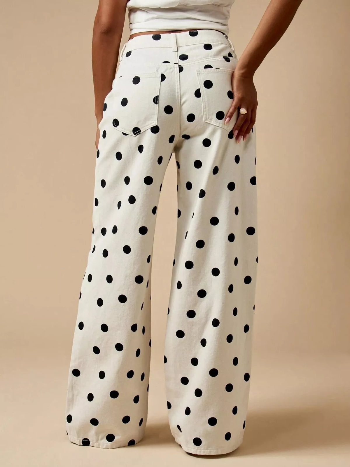 Polka Dot Wide-Leg Jeans - Lilixa.store