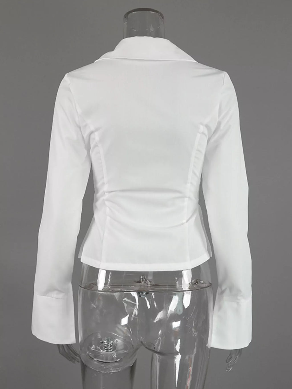 Slim-Fit Tie Front Long Sleeve Shirt - Lilixa.store