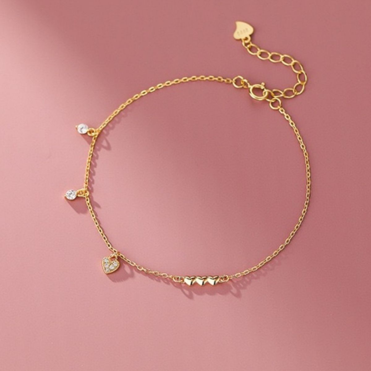 Heart Charm 925 Sterling Silver Bracelet, view 5