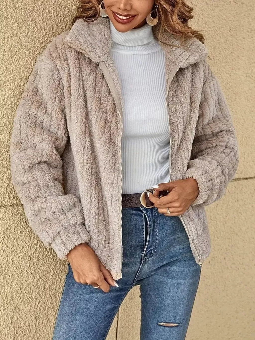 Fleece Zip-Up Outerwear - Lilixa.store