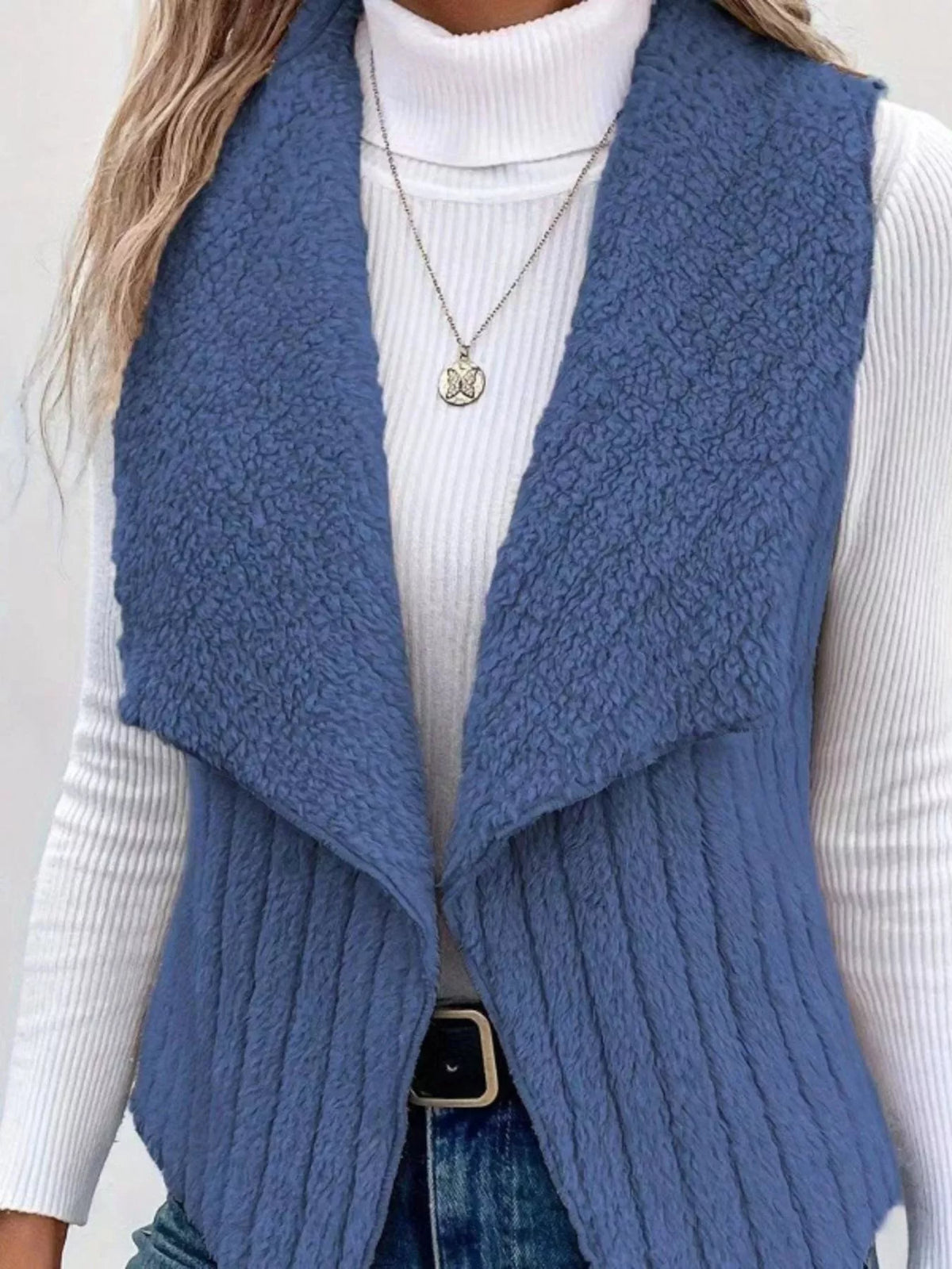 Cozy Fleece Open Front Vest Coat - Lilixa.store